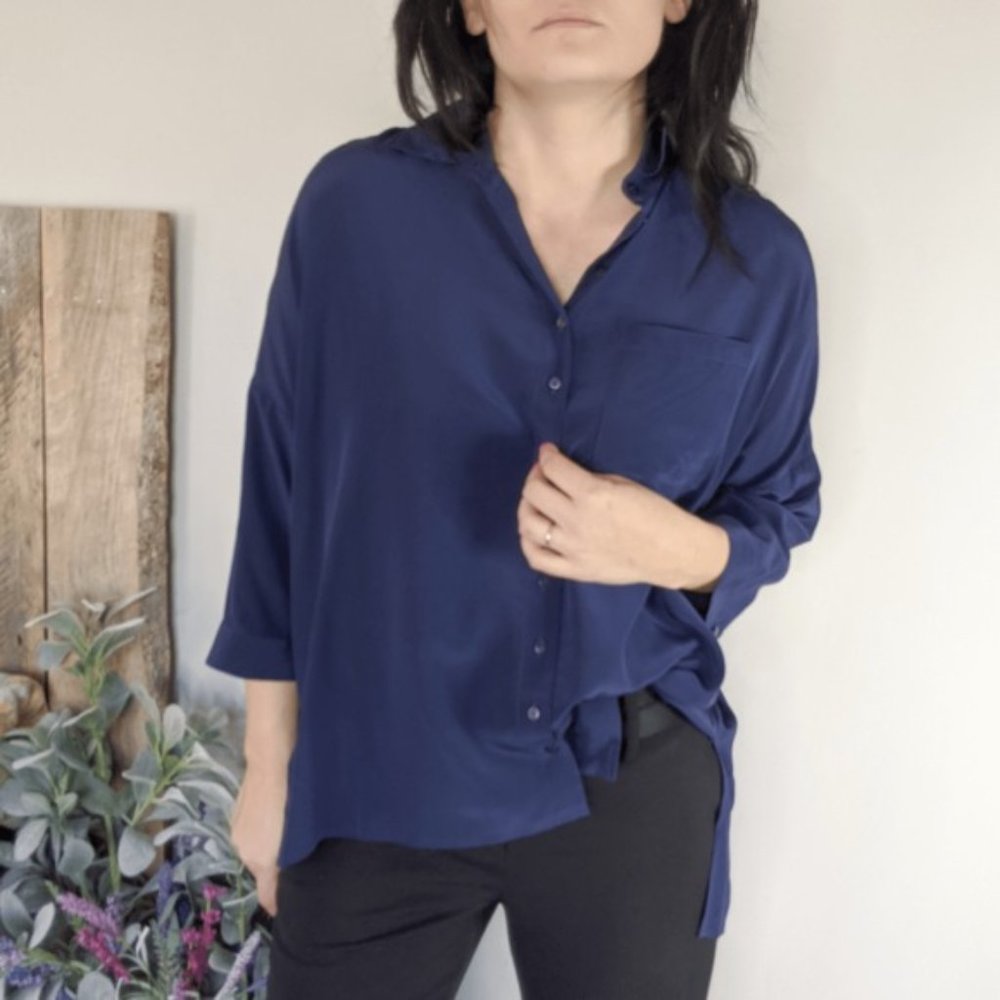 ANNE FONTAINE Perdy Silk Crepe Blouse sz 40 6 / 8
